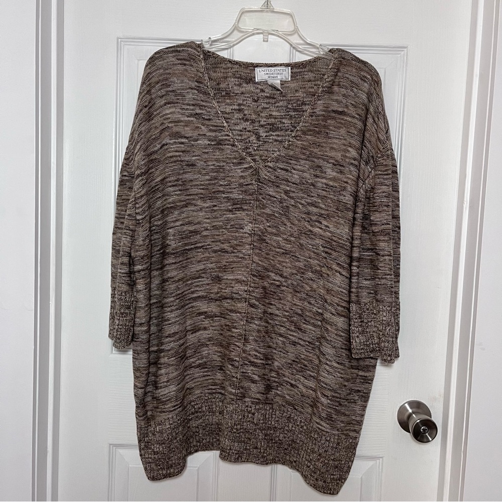 United States Sweaters Plus V-Neck in Earthy Tones